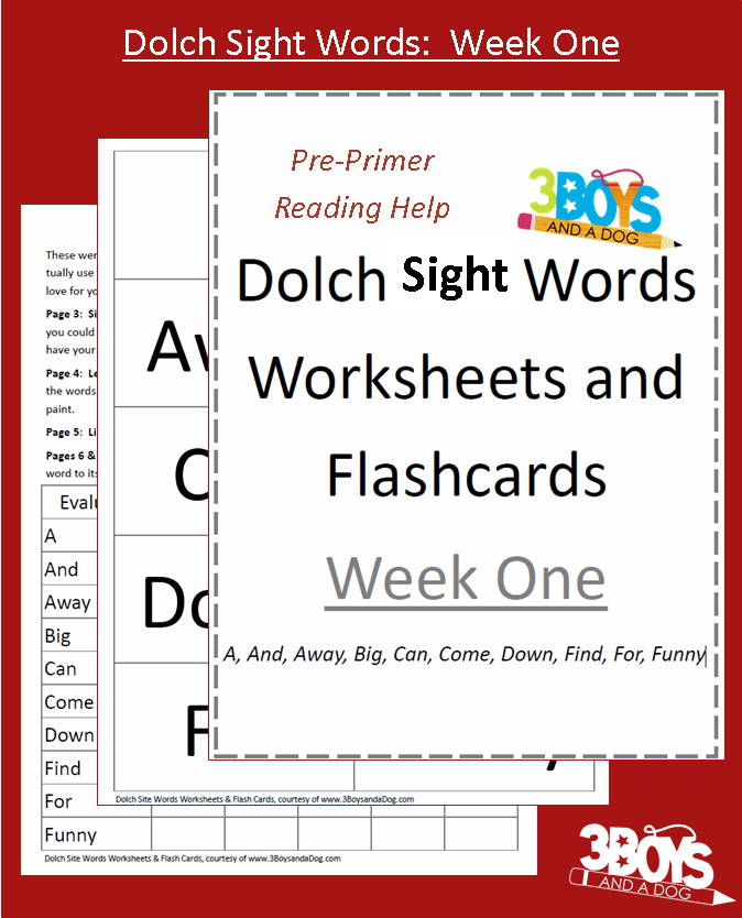 Dolch Sight Words Worksheets: Week One