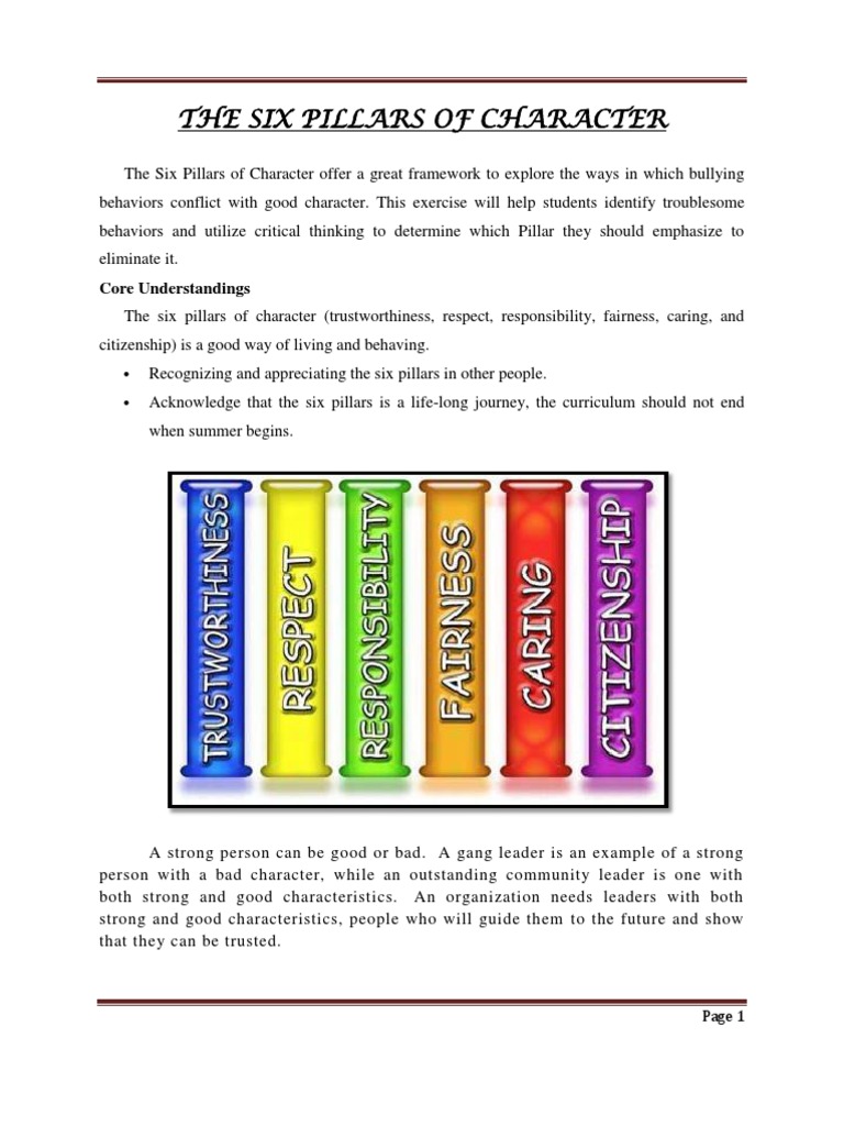 The Six Pillars of Character | PDF | Bullying | Trust (Emotion)