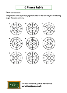 Free 6 times table worksheets at Timestables.co.uk