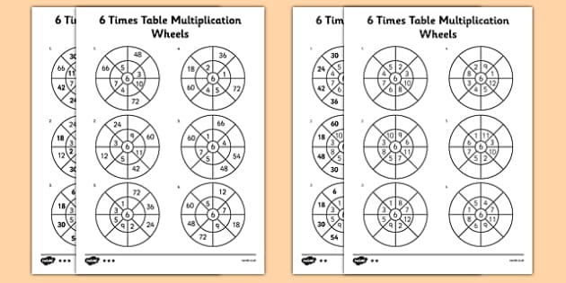 six times table worksheet