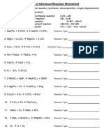 six types of reaction worksheet answers