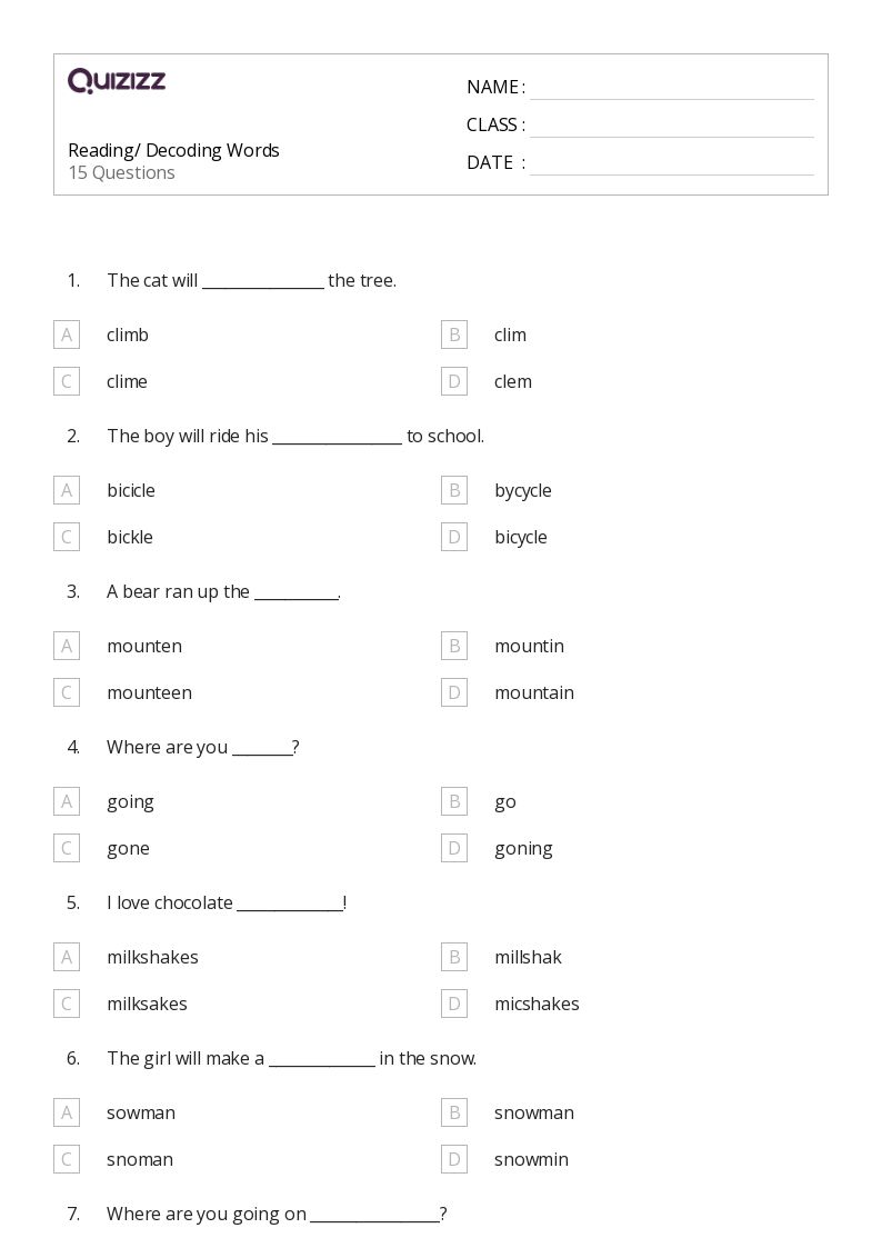 50+ Decoding Words worksheets for 6th Grade on Quizizz | Free ...