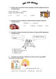 test for 6th grade students - ESL worksheet by onuresl