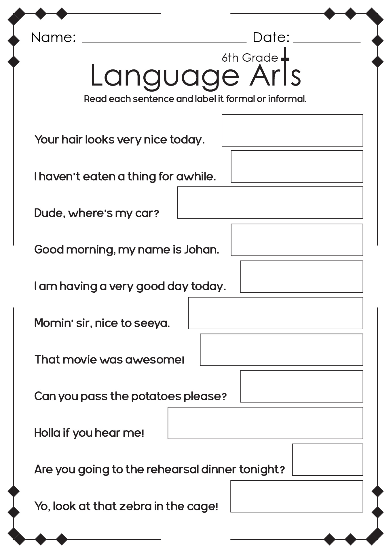 13 High School English Language Arts Worksheets - Free PDF at ...