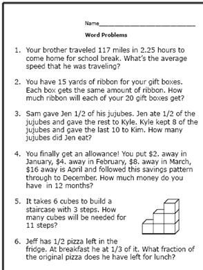 6th-Grade Math Word Problems