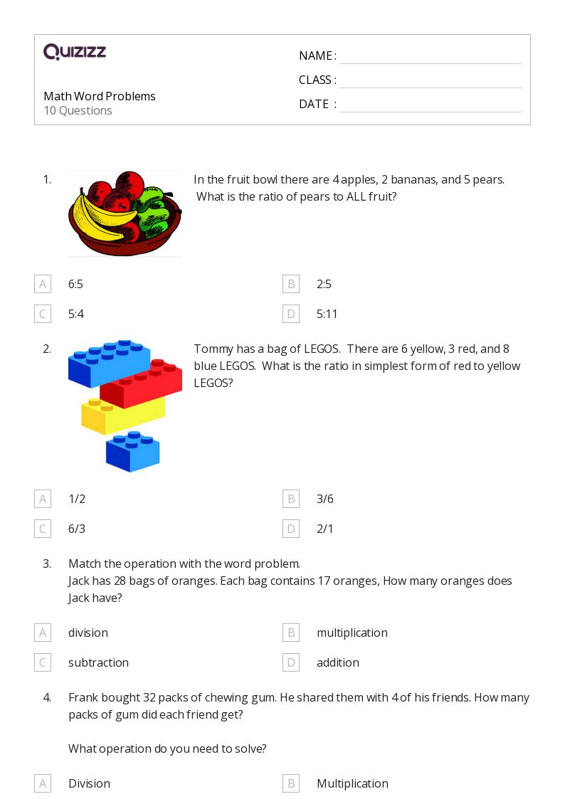 50+ Math Word Problems worksheets for 6th Grade on Quizizz | Free ...