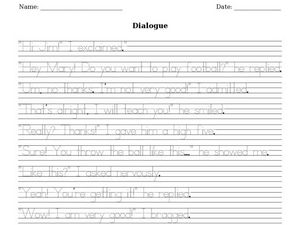 ESL Writing Practice: Dialogue Worksheet for 4th - 6th Grade ...
