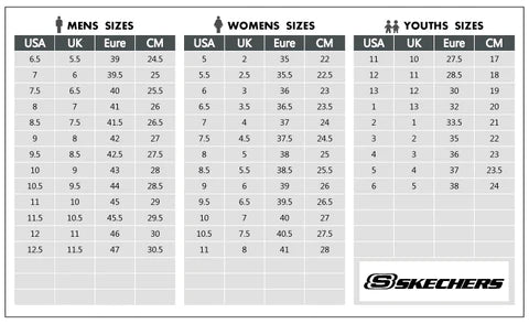 skechers shoe size chart printable