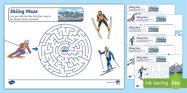 FREE! - Skiing Maze Activity Worksheets (teacher made)