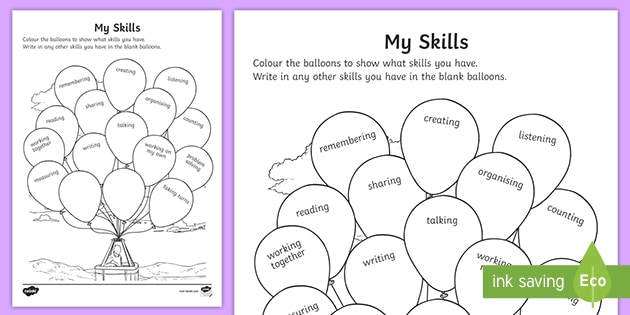 Skills and Qualities Worksheet   - Twinkl