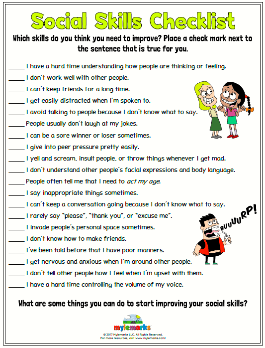 Social Skill Worksheet