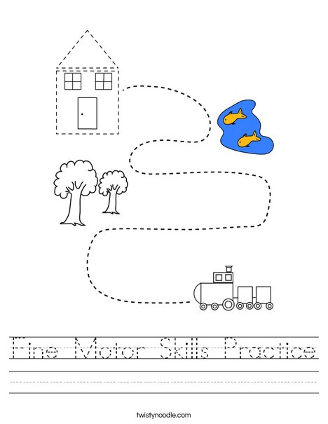 Fine Motor Skills Practice Worksheet - Twisty Noodle