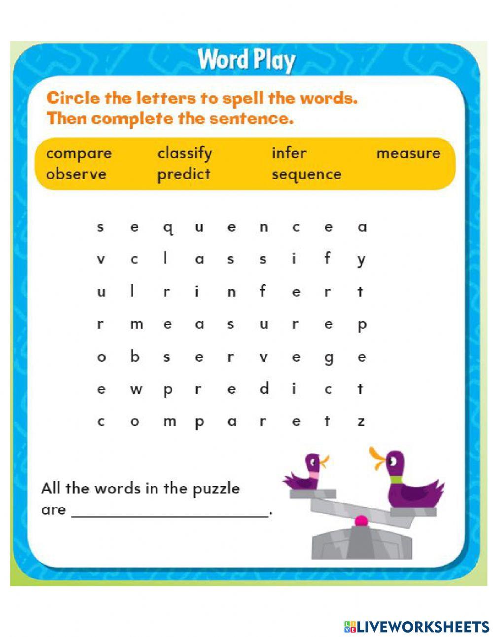 Inquiry skills worksheet  