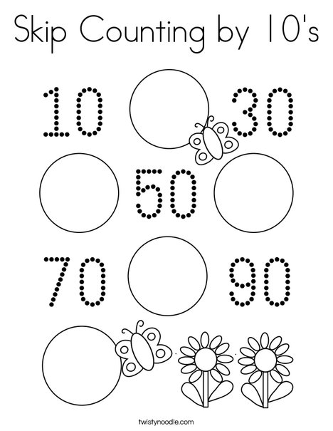 Skip Counting by 10s Coloring Page - Twisty Noodle