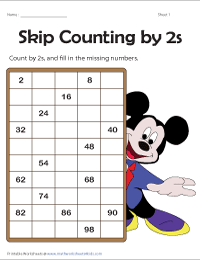 Skip Counting by 2s Worksheets