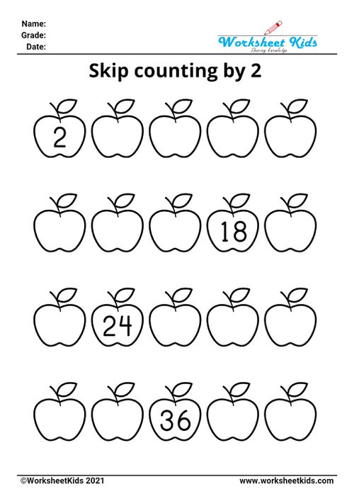 Skip counting worksheets for 2nd grade and 3rd grade - Free PDF