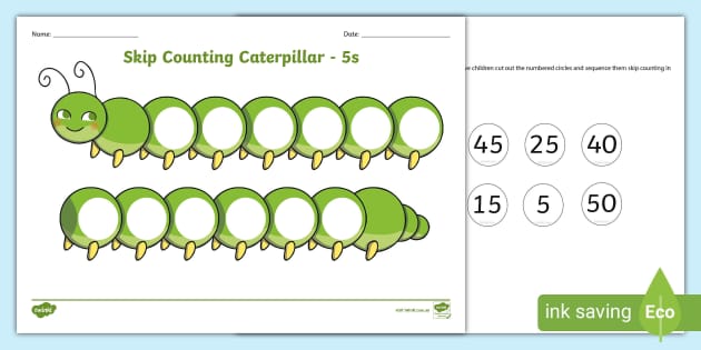 Skip Counting by 5s Caterpillar Activity Sheet - Twinkl