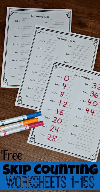 ✏️ FREE Printable Skip Counting Worksheets (1-15s)