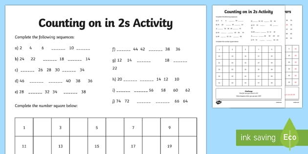 Counting by Twos Worksheet | Twinkl Maths Resources - Twinkl