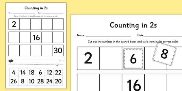 Skip Counting by 2 Cut and Paste Activity | K-2 | Twinkl