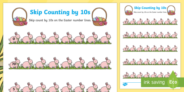 Easter Skip Counting by 10s Worksheet (teacher made)
