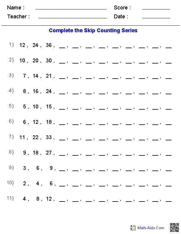Skip Counting Worksheets | Dynamically Created Skip Counting ...
