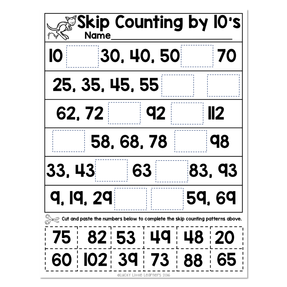 Skip Counting - Number Line Worksheet 1 - Skip Counting by 10 ...