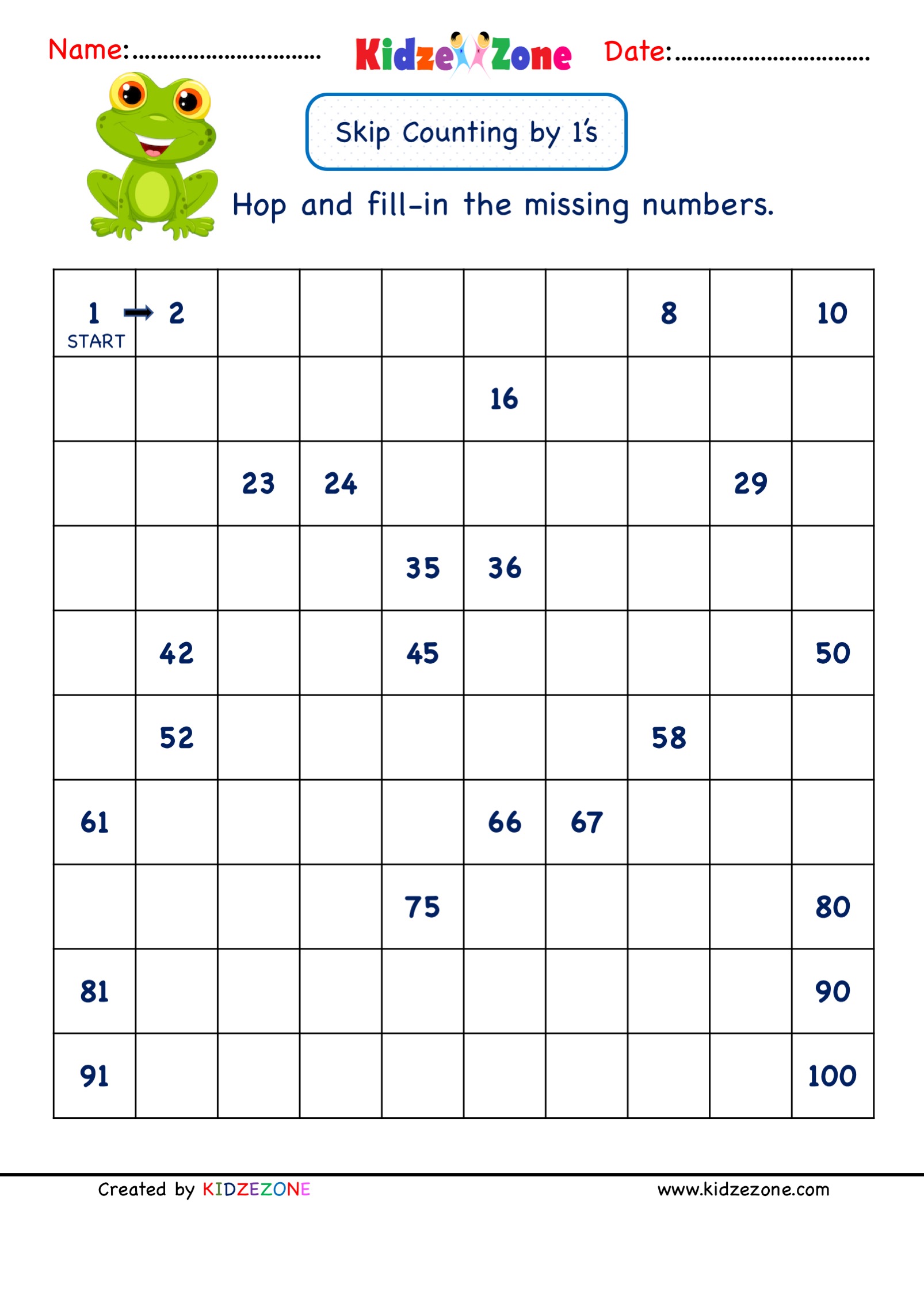 skip counting worksheet 1st grade