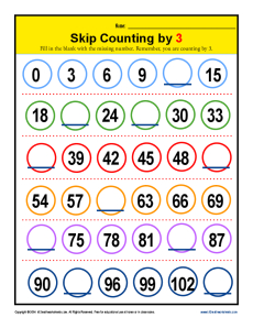 Skip Counting by 3s Worksheets | 2nd Grade Math Practice