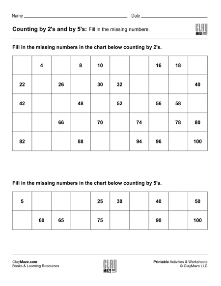 Skip Counting Worksheet - Counting by 2s and Counting by 5s (Set ...