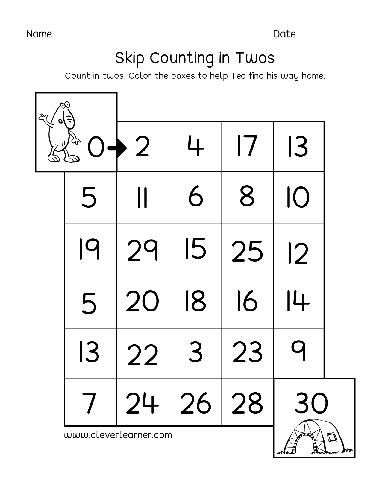 skip counting worksheet for kindergarten