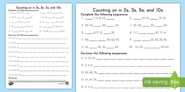 skip counting worksheet free