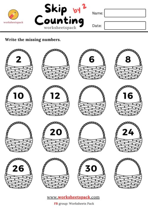 Skip counting by 2 - worksheetspack