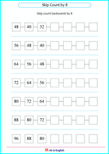 Grade 1 skip count numbers by 6, 7, 8 or 9 math school worksheets ...