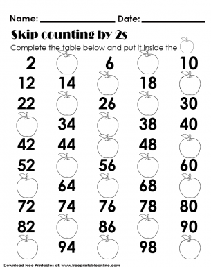 Skip Counting (x2s) Math Worksheet For Kids