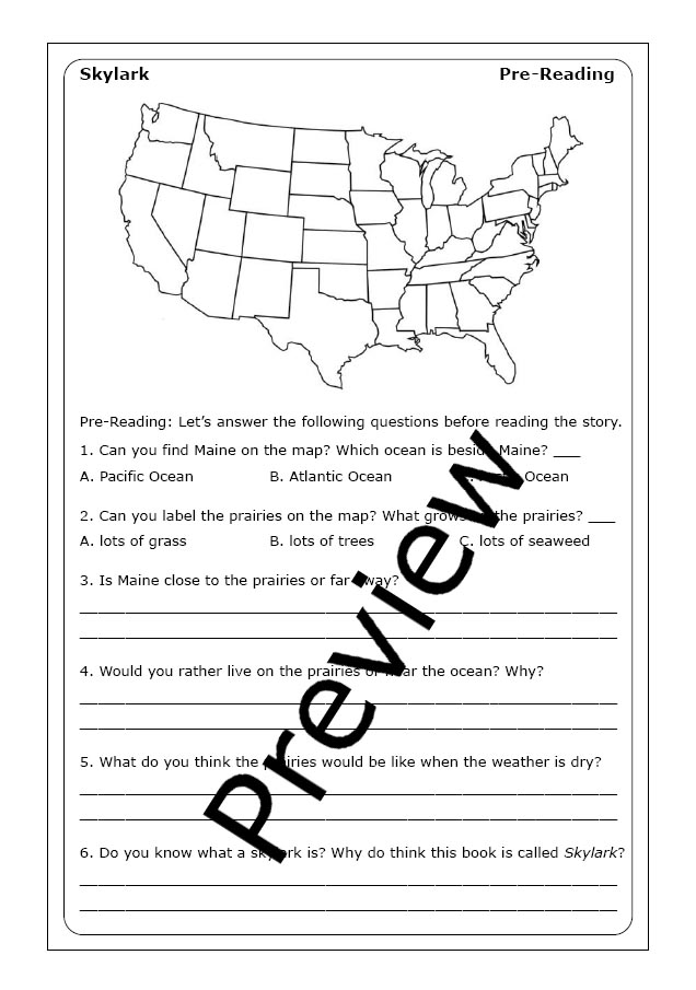 skylark worksheet printable