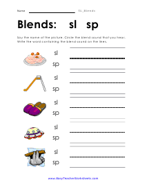 Sl Word Blends Worksheets