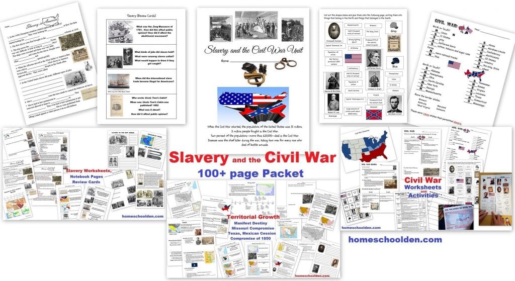 slavery civil war worksheet