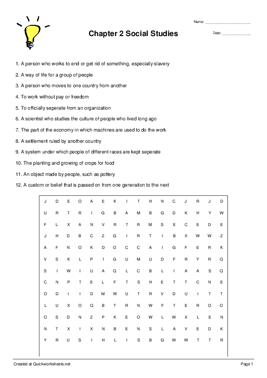 SLAVERY Worksheets