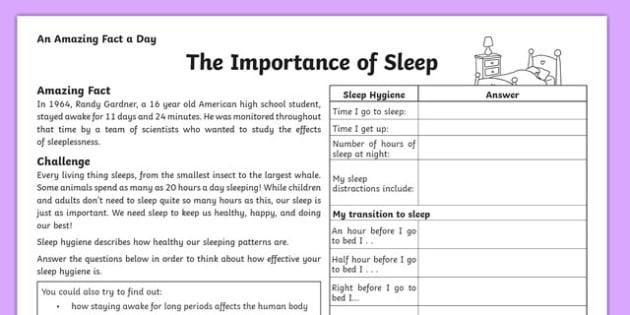 Sleep Hygiene Worksheet PDF - Downloadable (Lehrer gemacht)