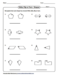 Slide, Flip and Turn Worksheets