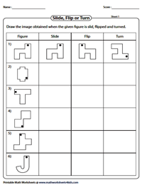 Slide, Flip and Turn Worksheets