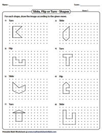 Slide, Flip and Turn Worksheets