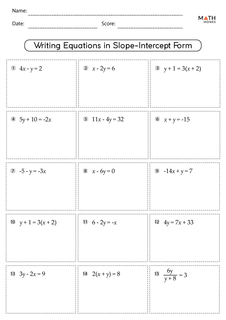 Slope Intercept Form Worksheets with Answer Key Worksheets Library
