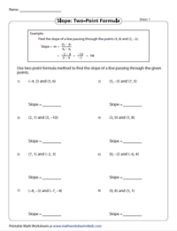 Slope Worksheets