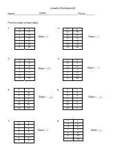 2.3 SLOPE FROM TABLE.pdf - Linearity Worksheet #3 KAVIN Name ...