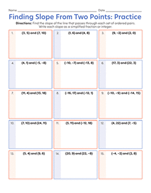 Finding Slope From Two Points: Practice | Worksheet 