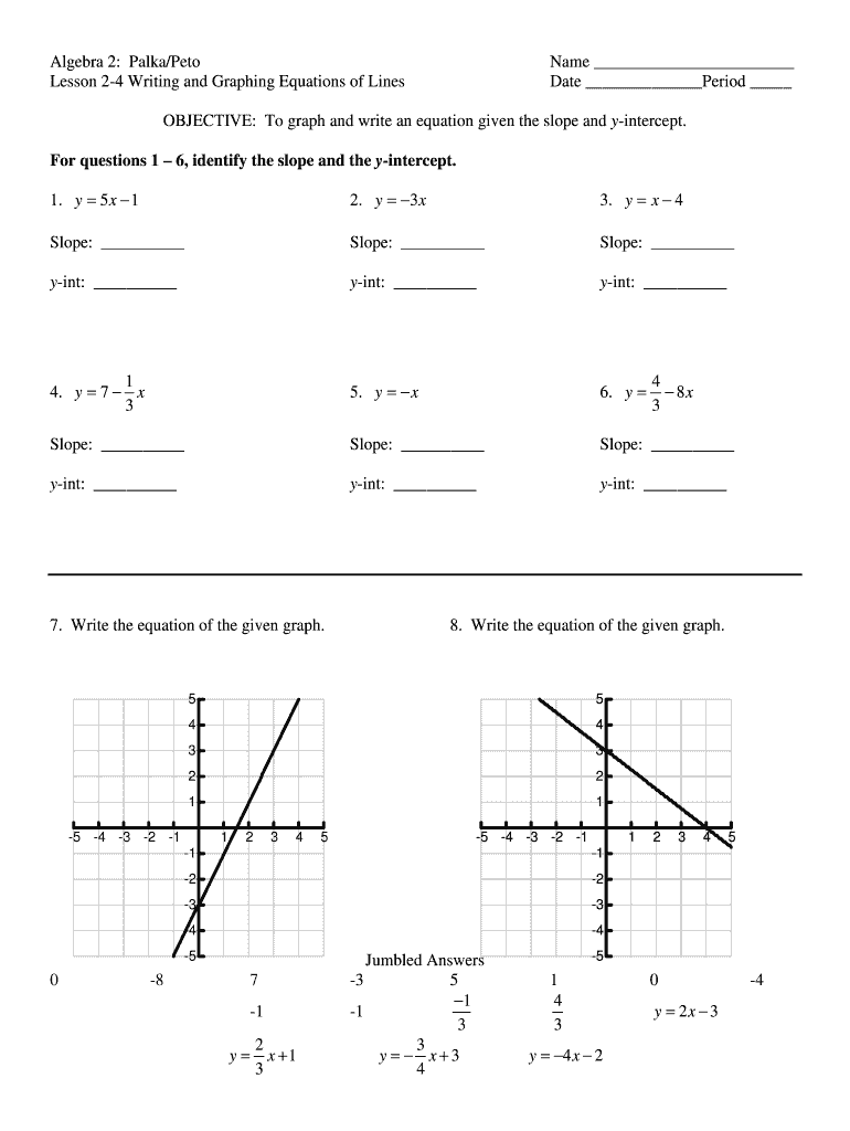 Y Mx B Worksheet Answer Key - Fill Online, Printable, Fillable ...