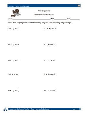 Point Slope Form Student Practice Worksheet Answers - Fill and ...