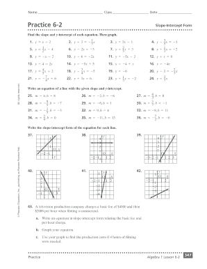 Practice 6 2 Slope Intercept Form Answer Key - Fill Online ...